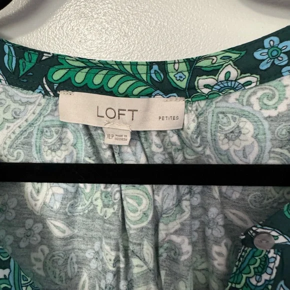 LOFT Teal and Blue Paisley Blouse - Picture 2 of 4